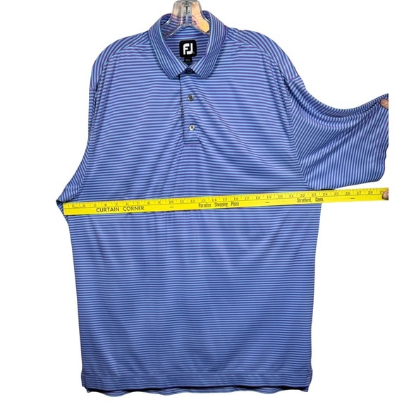 FootJoy Performance Purple and Blue Pin Stripe Golf polo, Size Large - Picture 3 of 8